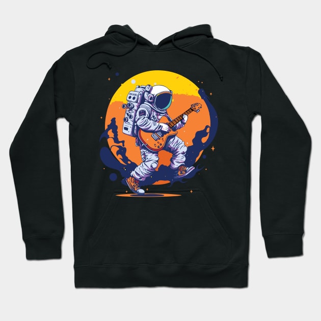 Space Traveller on Distant Planet with Guitar Hoodie by Graphic Duster
